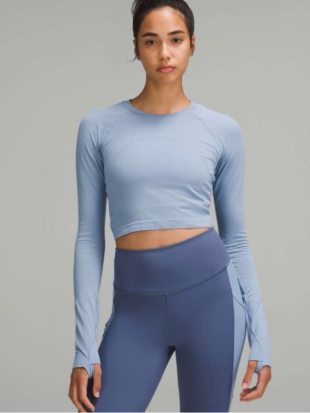 Lululemon Swiftly Tech Cropped Long-Sleeve Shirt 2.0 Blue Willow / Blue Willow